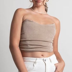 Mable mocha tan ruched tube top